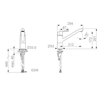 EHM Küchenarm. HANSAPINTO 4508 Ausld. 213 mm DN15 chr – Bild 3