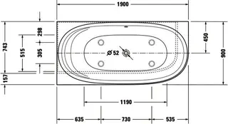 Duravit Cape Cod Badewanne Halbru.1900x900 Ecke L Nahtl.Verkl.,inkl.Fußg.,Weiß Matt – Bild 5