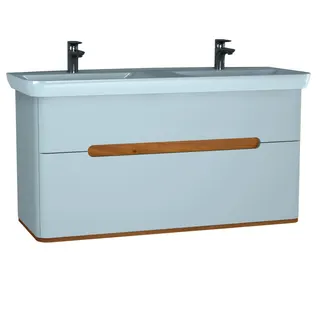 VT Set WT + Unterschrank Sento 1300 mm LED-Beleuchtung 2 Vollauszüge Weiß Matt