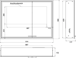 Emco Lichtspiegelschrank prestige2 07105 Unterputz, Tür breit links 915 mm alu. – Bild 4