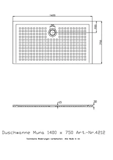 Hoesch Duschwanne Muna 1400x750x30 mit Antirutsch, Material Solique, Weiß – Bild 2