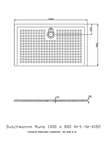 Hoesch Duschwanne Muna 1400x800x30 mit Antirutsch, Material Solique, Weiß – Bild 2