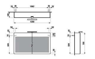 Laufen SPS BASE LED-Bel. horiz. m.Schalter Steckd. 185x1200x700 2 Türen weiß glzd – Bild 2