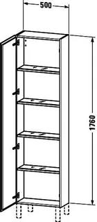 Duravit Hochschrank L-Cube 243x500x1760mm 1 Tür, TA li., graphit matt – Bild 2