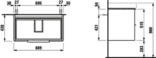 Laufen WTU BASE 438x809x515 2 Schubl m.Griff f.WT H813965 multicolor – Bild 2