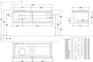 Villeroy & Boch WTUS Legato 1200x380x500mm m. Bel. 2 Ausz. Waschtisch links Arizona Oak – Bild 4