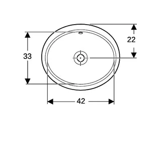 Geberit VariForm Unterbauwaschtisch, oval d:49,5x42cm, o. Hl, mit Überlauf, gl, weiß – Bild 5