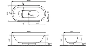 VitrA Badewanne Istanbul oval 1900 x 900 mm freistehend Acryl Weiß Hochglanz – Bild 3