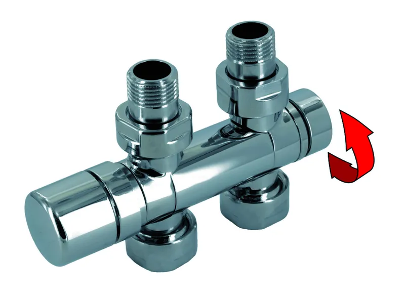 Zehnder Anschluss-Armatur Set U M30x1,5, Eck- oder Durchgangsform, chrom