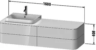 Duravit WTU HappyD2+ wandh.,408x1600x550mm 4Schubk., BP l., nordic weiß sdm f.ASB – Bild 2