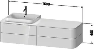 Duravit WTU HappyD2+ wandh.,408x1600x550mm 4Schubk., BP l., taupe seidenmatt f.ASB – Bild 3