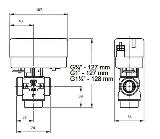 comfort-3-Wege-Zonenventil DN 20 (3/4") ohne Motor IG Kvs-Wert 7,0cbm/h – Bild 4