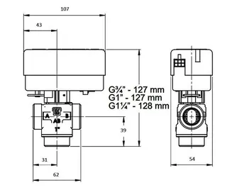 comfort-3-Wege-Zonenventil DN 25 (1") ohne Motor IG Kvs-Wert 8,0cbm/h – Bild 4