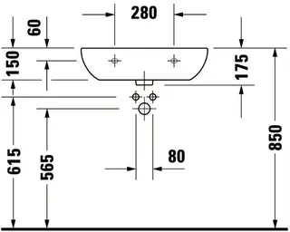 Duravit Waschtisch D-Code Med 600 mm ohne ÜL, mit HLB, ohne HL, weiß – Bild 3