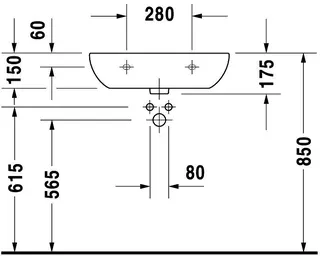 Duravit Waschtisch D-Code Med 600 mm ohne ÜL, mit HLB, ohne HL, weiß – Bild 5