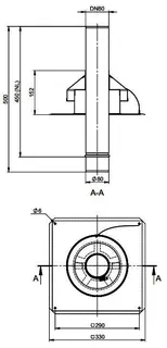MHG Kaminkopfabdeckung DN 80 Edelstahl, starr, L= 470 mm