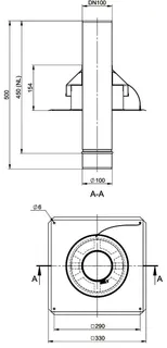 MHG Kaminkopfabdeckung DN 100 Edelstahl, starr, L= 470mm