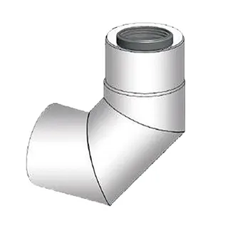MHG Doppelrohrbog. 87 Grd DN80/125 Aussenwand WhP, weiss