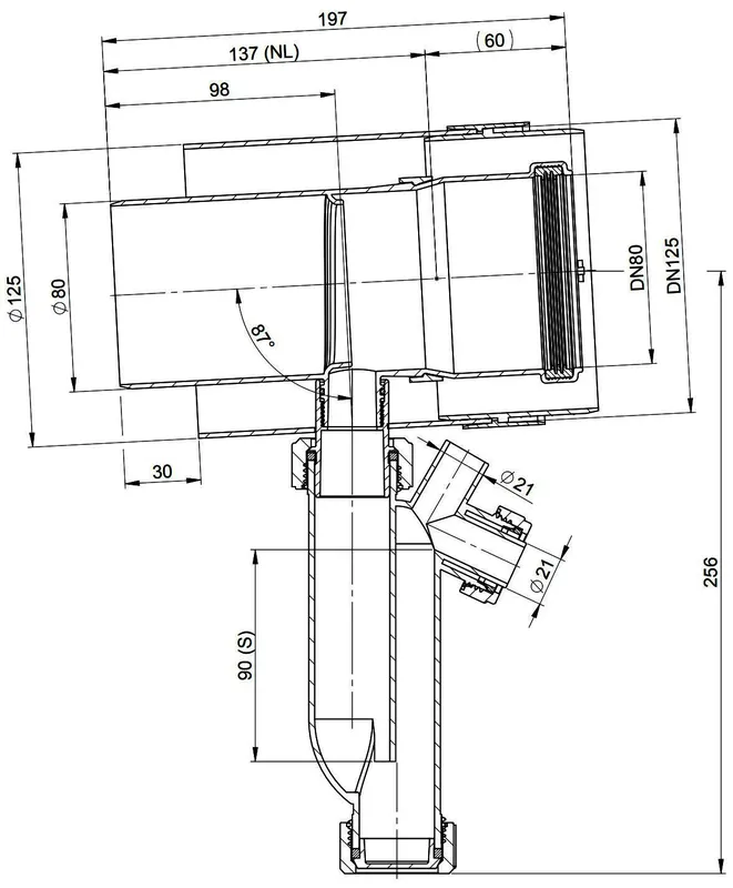 MHG Kondensatablauf mit Siphon DN 80/125, ProCon Streamline