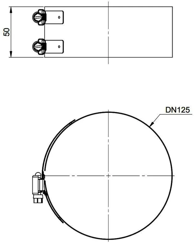MHG Klemmband PP/Edelstahl optional, DN 80/125