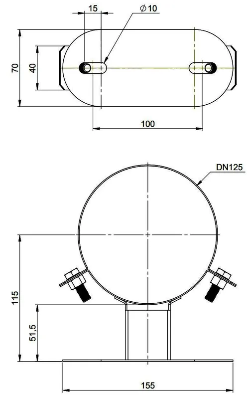 MHG Befestigungs-Set 50, DN 125 Aussenwand WhP, weiß,Edelstahl