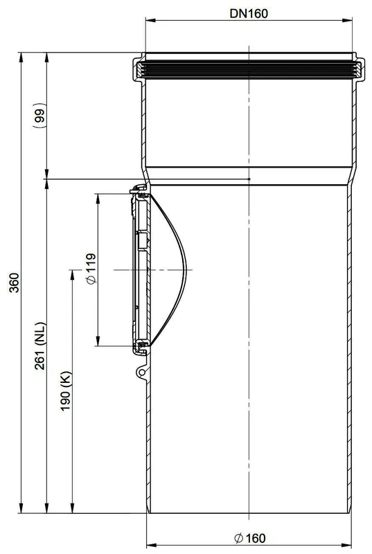 MHG Kontroll-Rohr DN 160 für Abgasleitung Atec