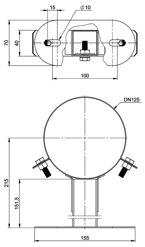 MHG Wandabstandhalter PP/Edelstahl 50-150 mm (kürzbar), DN 80/125