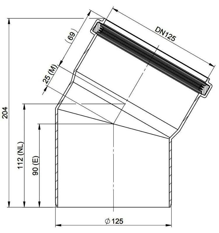 MHG Bogen 30Grad DN 125 für Abgasleitung Atec