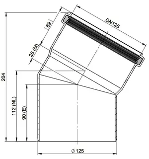 MHG Bogen 30Grad DN 125 für Abgasleitung Atec