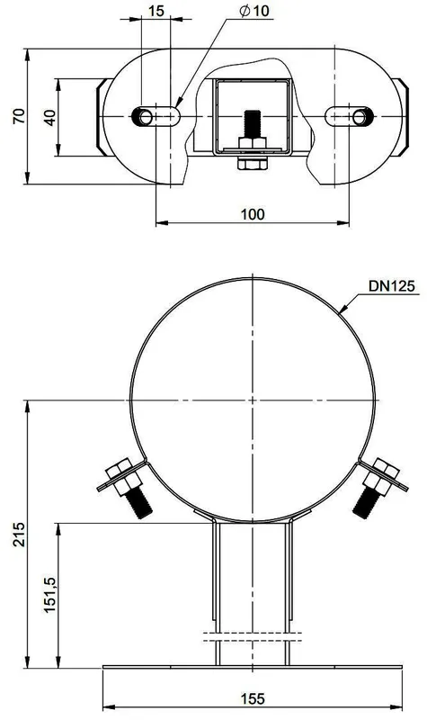 MHG Befestigungs-Set 150, DN 125 Aussenwand WhP, weiß,Edelstahl