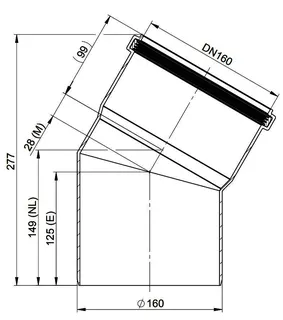 MHG Bogen 30Grad DN 160 für Abgasleitung Atec