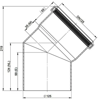 MHG Bogen 45Grad DN 125 für Abgasleitung Atec