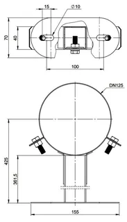 MHG Wandabstandhalter PP/Edelstahl 50-360 mm (kürzbar), DN 80/125