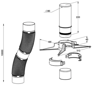 MHG Rohr, flex, 10,0 m, DN 80 für Abgasleitung Atec