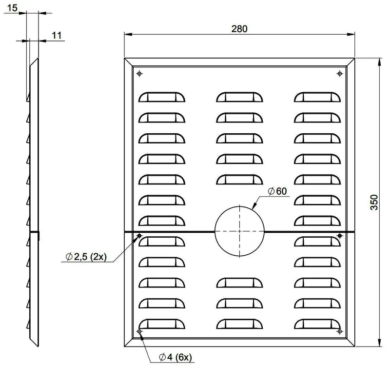 MHG Wandblende mit Hinterlüftung DN60,f.Abgasleitung AWT