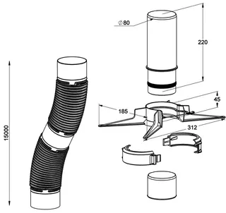 MHG Rohr, flex, 15,0 m, DN 80 für Abgasleitung Atec