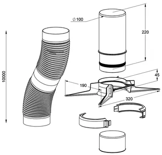 MHG Rohr, flex, 10,0 m, DN 100 für Abgasleitung Atec
