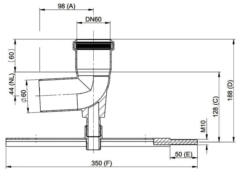 MHG Schachteinführung DN 60 mit Auflager
