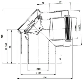 MHG Kontroll-Bogen 87Grad, DN 60/100 für Abgasleitung Atec