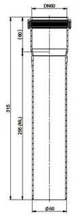 MHG Rohr starr, 255 mm, DN 60 für Abgasleitung Atec