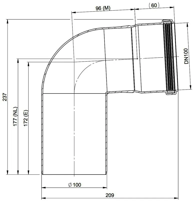 MHG Bogen 87, starr, DN 100 Abgasleitung Atec