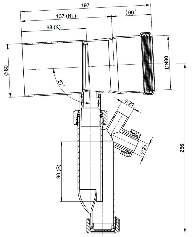 MHG Kondensatablauf mit Siphon DN 80, ProCon Streamline