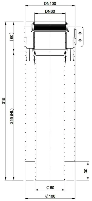 MHG Doppelrohr DN 60/100, 255 mm für Abgasleitung Atec