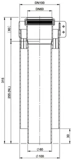 MHG Doppelrohr DN 60/100, 255 mm für Abgasleitung Atec