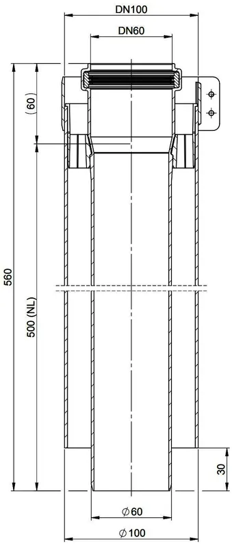 MHG Doppelrohr DN 60/100, 500mm für Abgasleitung Atec