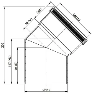 MHG 45Grad-Bogen DN 110 für Abgasleitung Atec