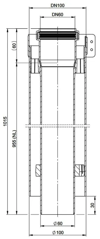 MHG Doppelrohr DN 60/100, 955mm für Abgasleitung Atec