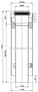 MHG Doppelrohr DN 60/100, 955mm für Abgasleitung Atec