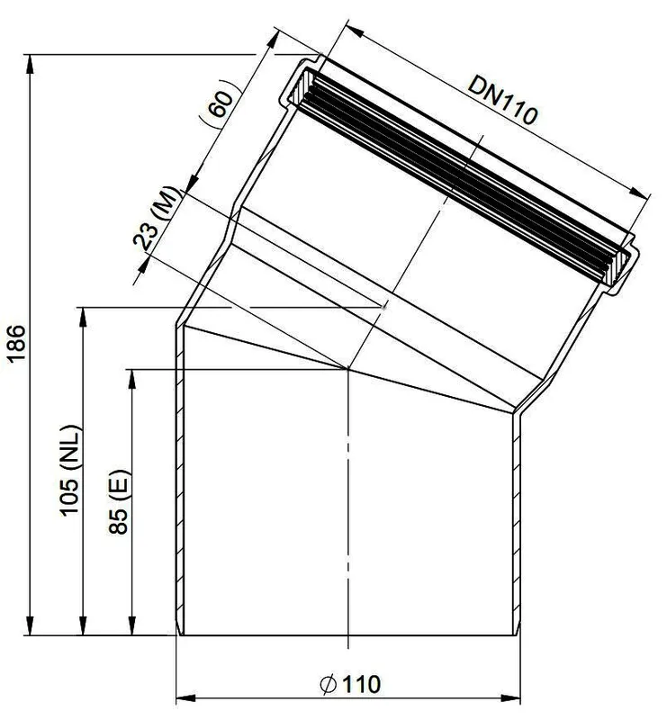 MHG 30Grad-Bogen DN 110 für Abgasleitung Atec