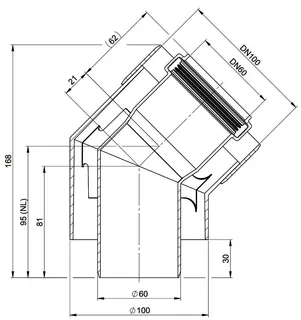 MHG Doppelrohrbogen 45Grad, DN60/100 für Abgasleitung Atec
